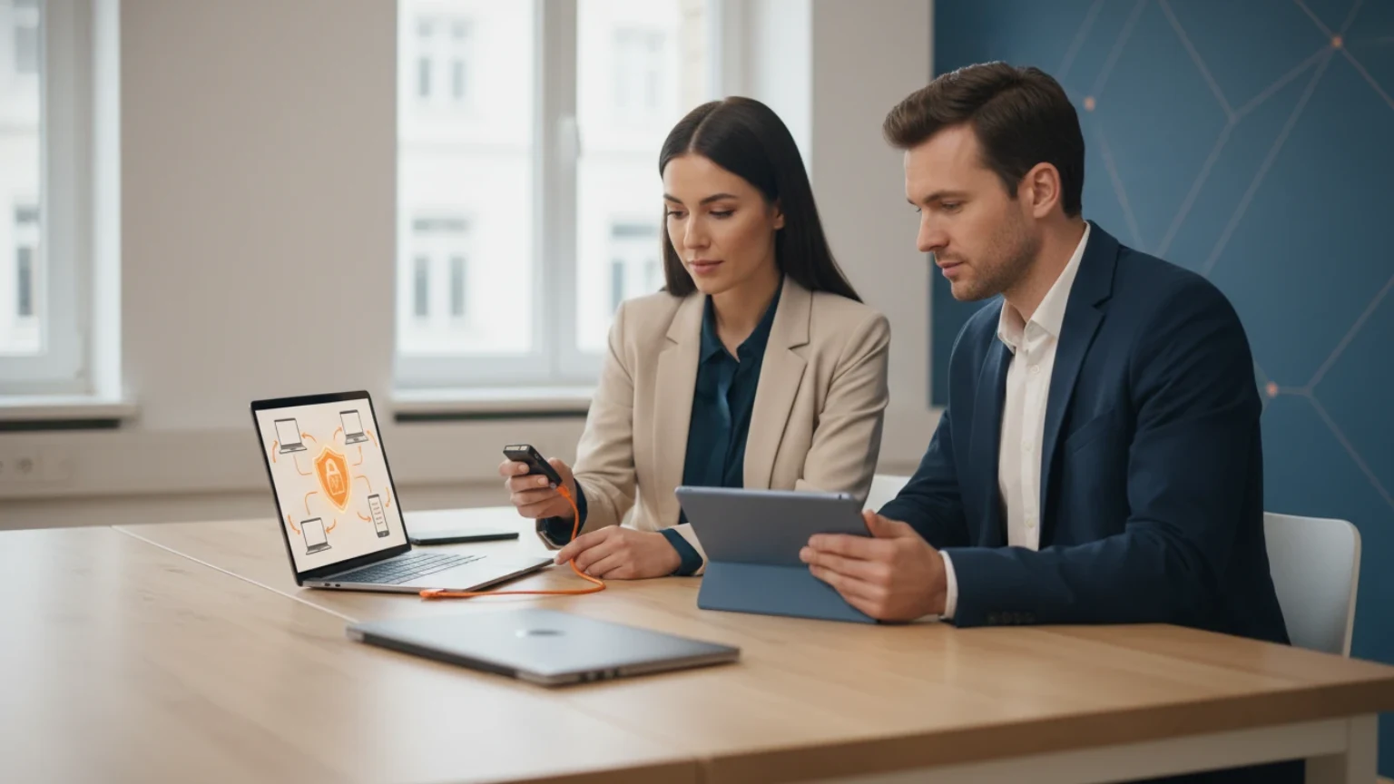 Dirigeant et équipe TPE-PME sécurisant leurs accès sans cloud centralisé