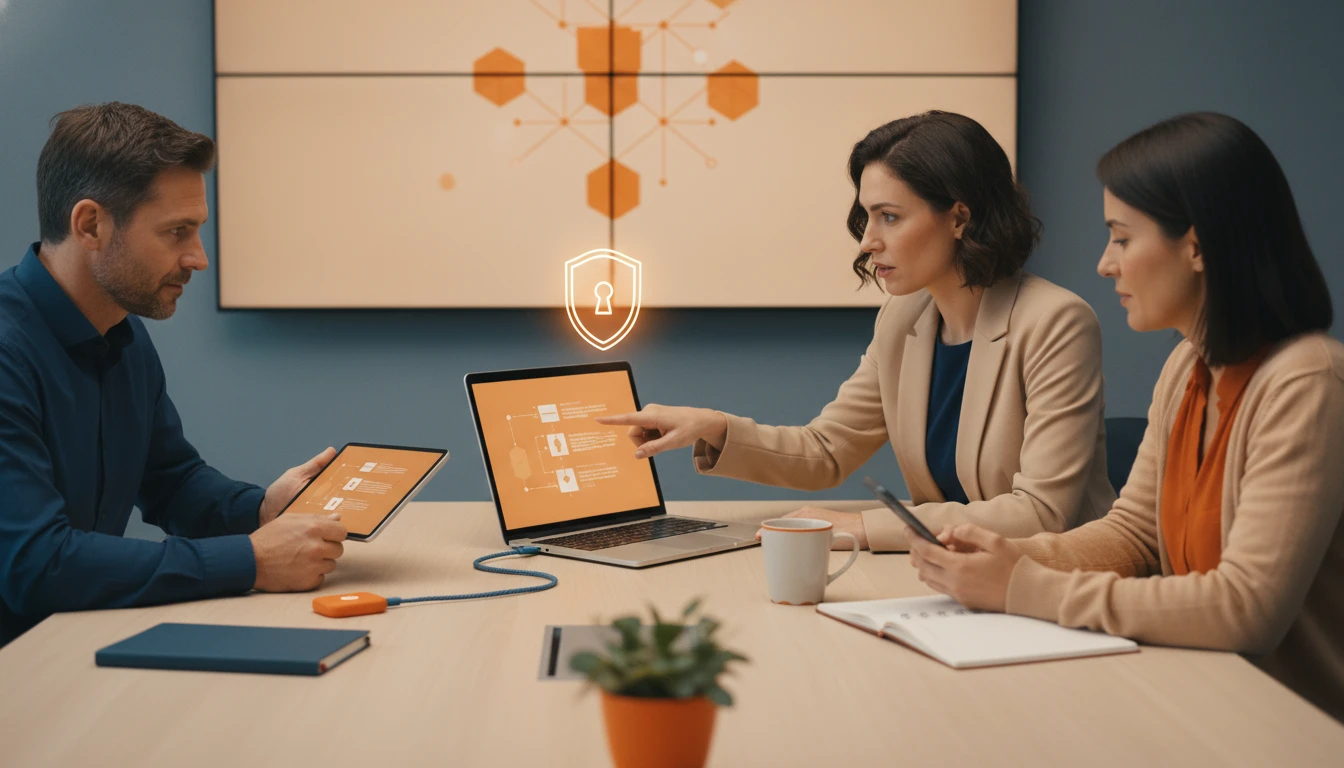 Visual contrast between traditional legacy systems and modern secure devices
