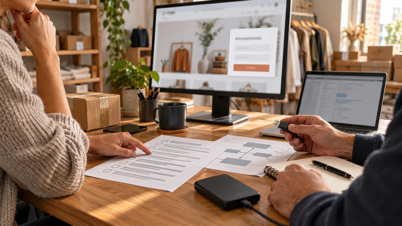 Responsable e-commerce vérifiant des scripts marketing après un incident