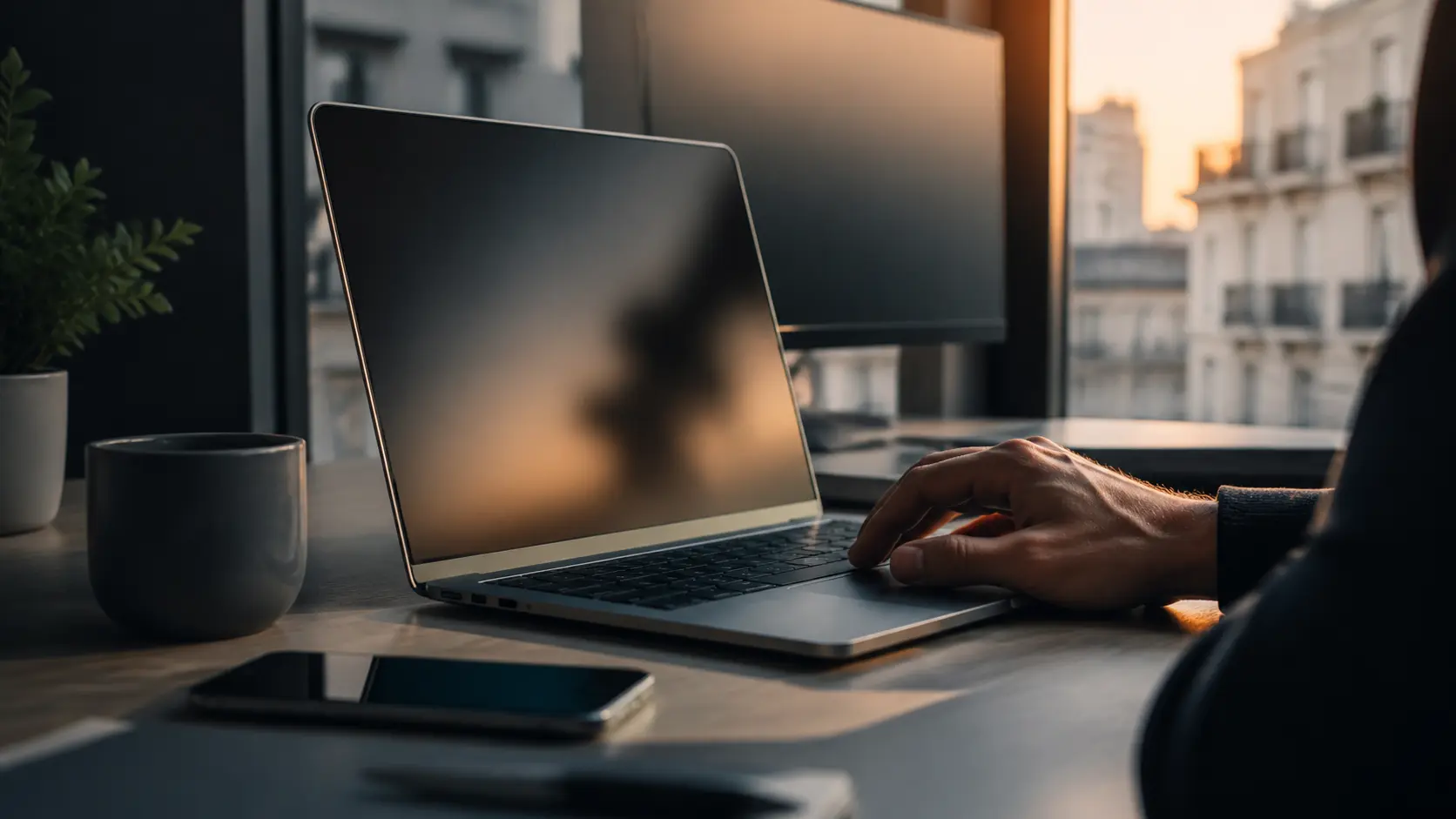 A monitored business computer facing a browser security threat