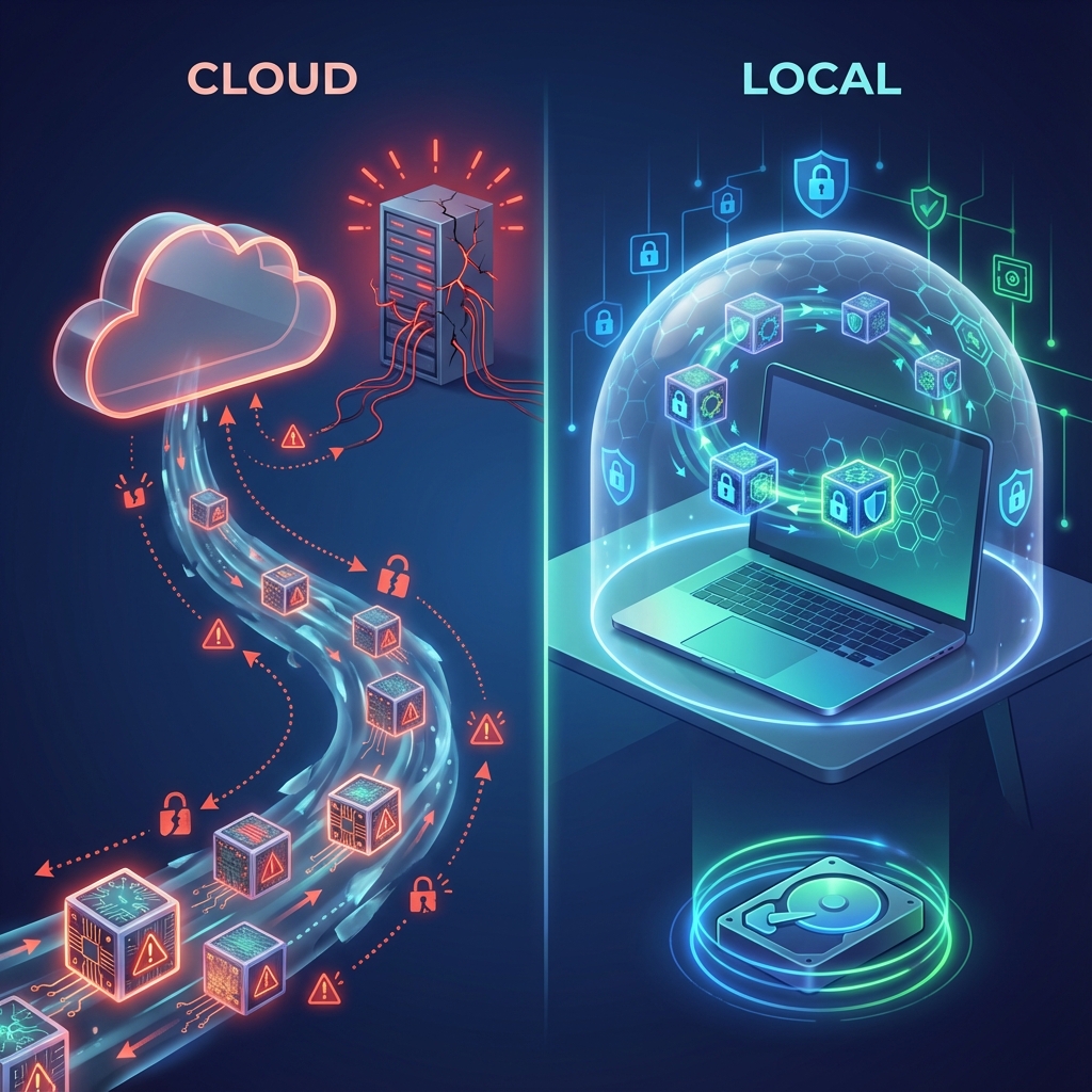 Direct visual comparison between vulnerable cloud servers and secure local devices
