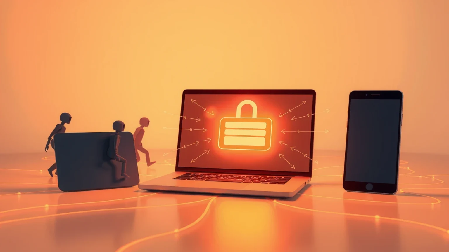 Illustration of identity and login attacks blocked by a secure local vault