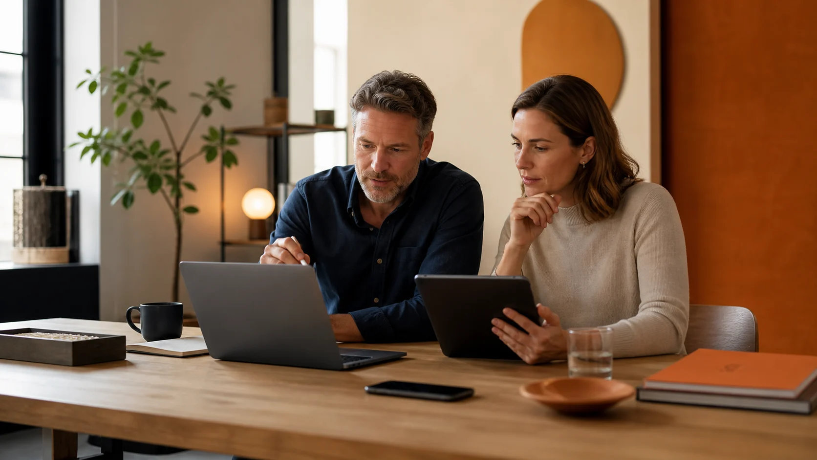 Two business leaders reviewing password vault security