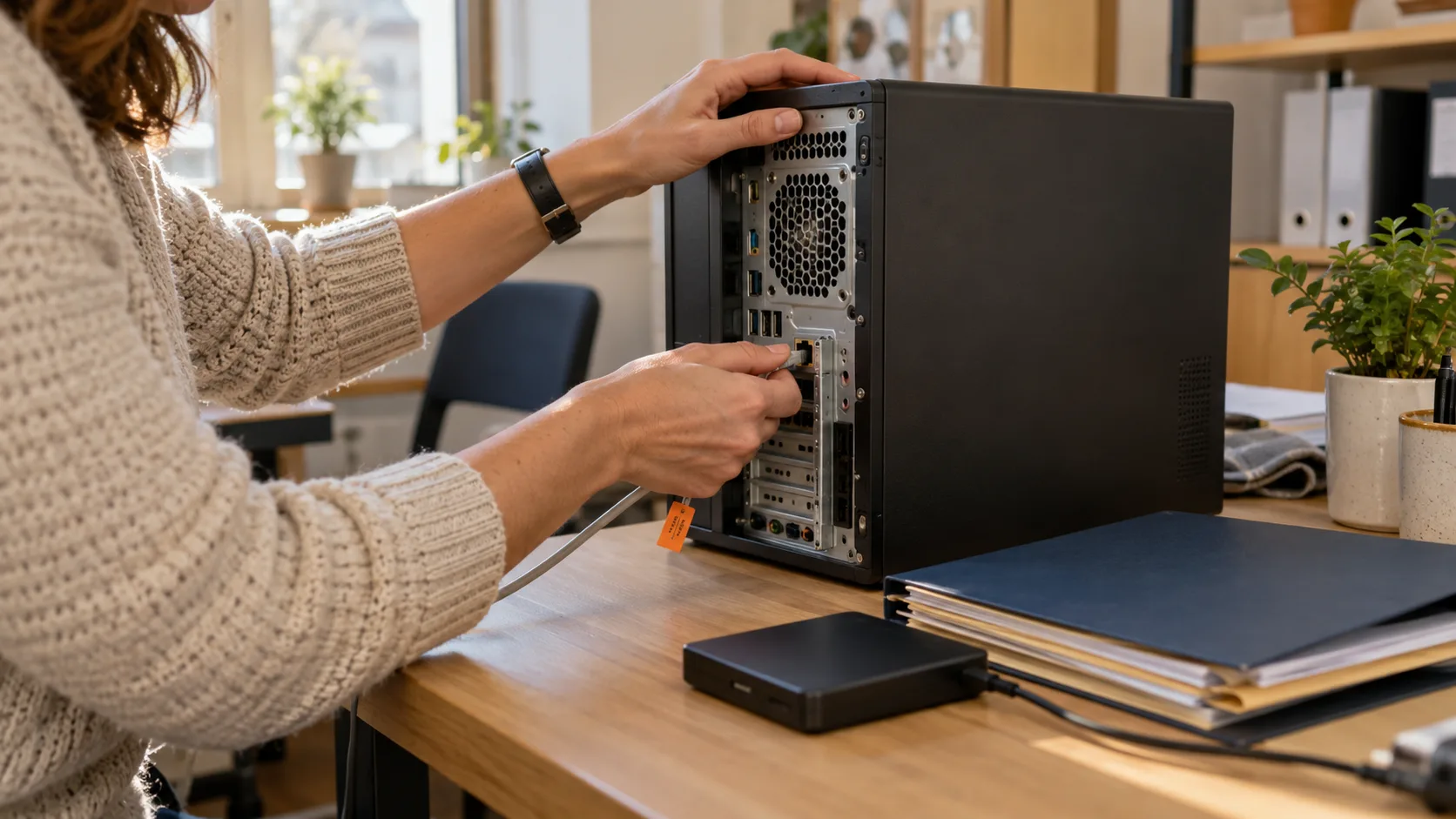 Un petit serveur de fichiers est isolé dans une pièce technique