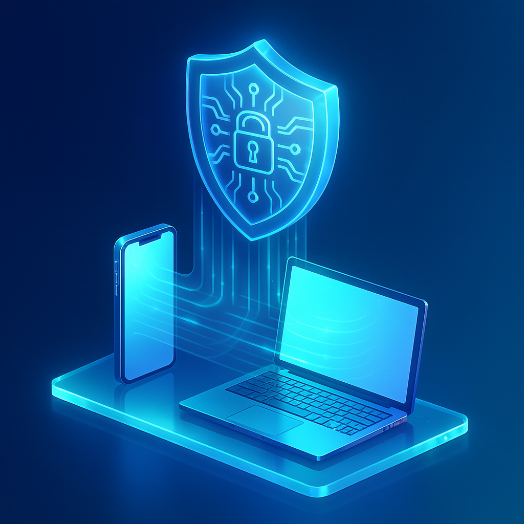 Visual contrast between traditional legacy systems and modern secure devices