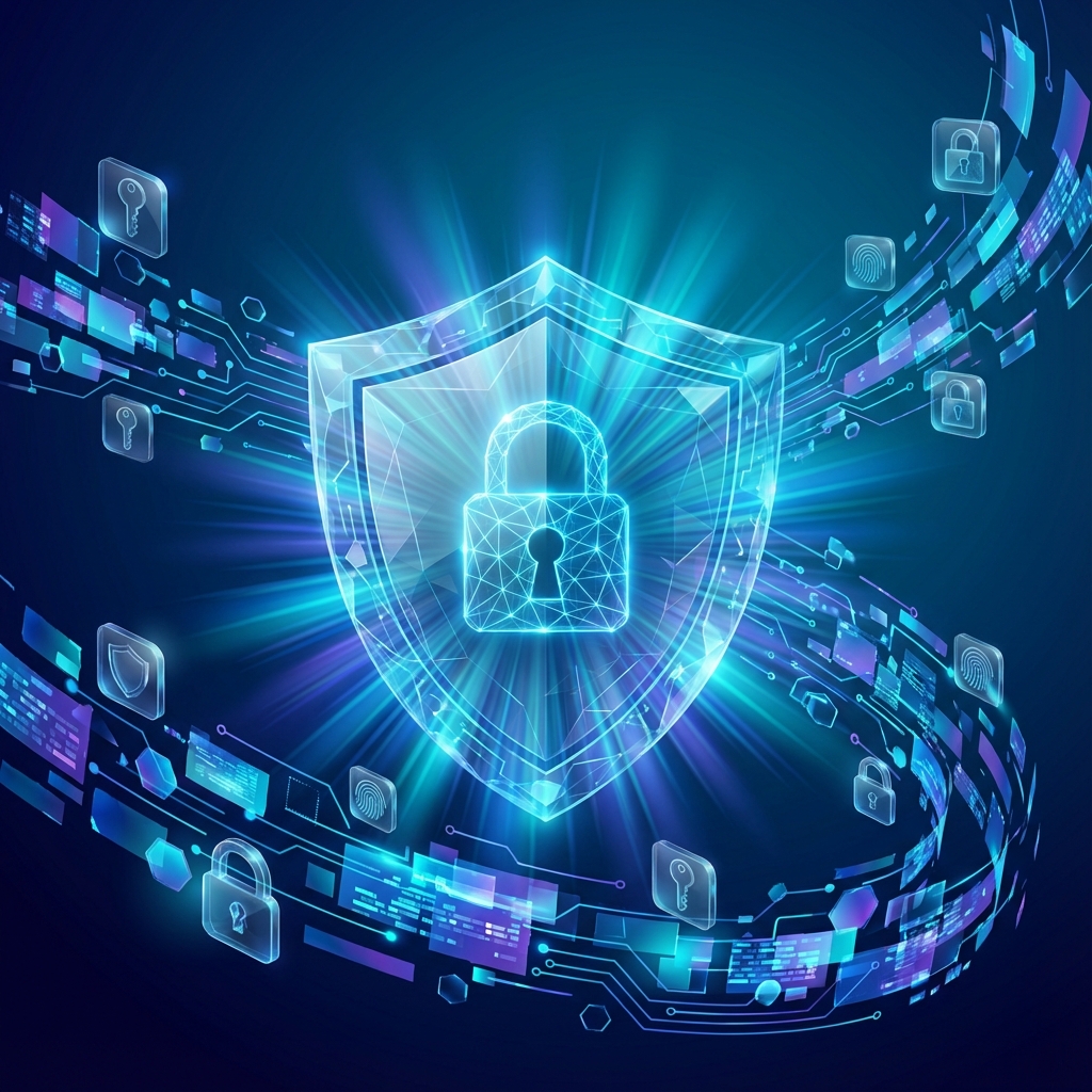 Visual representation of zero-knowledge encryption protecting data